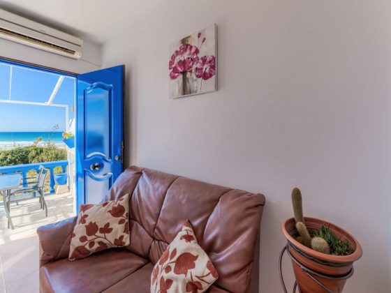 Apartamento Huerto - Entrada y Sofá - Apartamentos Patio Andaluz - Playa de La Fontanilla (Conil)